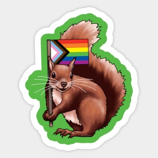 Squirrel with a Progress Pride Flag Sticker